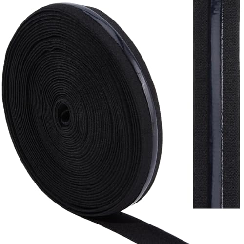 GORGECRAFT 10Yds*22mm Rutschfestes Elastisches Silikon-Greifband Stretch-Griffband Zierband Nähgummis Gurtband Gürtel Bund Spule Zum Nähen von Kleidung Kleidungsstücken Basteln Sport-Shorts Schwarz von GORGECRAFT