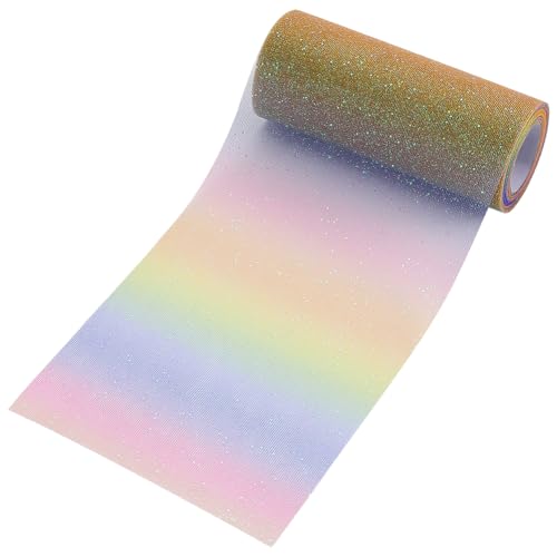 GORGECRAFT 10Yds 15cm Tüllrolle Mit Regenbogen-Glitzer Farbverlauf Netzstoff Bandspule Dekorativ Glänzend Zum Nähen Für Tisch Schärpe Schleife Rock Weihnachten Hochzeit Halloween Geburtstag Hellblau von GORGECRAFT