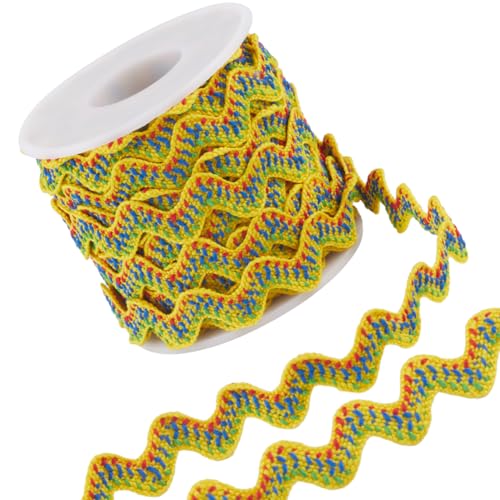 GORGECRAFT 10Yds RIC Rac Trim Ribbon Yellow Wave Nähen Biegefransenbesatz 15mm Breit Zöpfe Kordeln Verzierungen Für Die Blumenherstellung Hochzeit Party Spitzenband Basteln Kissen von GORGECRAFT