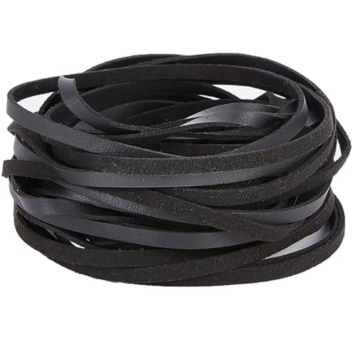 GORGECRAFT 10m Flaches Lederband 5mm Breit Litschi-Genarbtes Kunstleder-Besatzband Weiche PU-Lederstreifen Lederschnur Schnur Für DIY Gürtel Armband Schmuckherstellung Kissendekoration Schwarz von GORGECRAFT