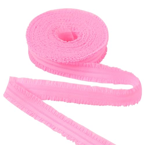 GORGECRAFT 10m X 22mm Doppeltes Rüschen-Stretchband Plissierte Spitzenborte Geraffte Organza-Spitzenkantenborte Vintage-Einfassungsbesatz Stoff Für Selbstgemachte Kleidung Nähverzierung Perle Rosa von GORGECRAFT