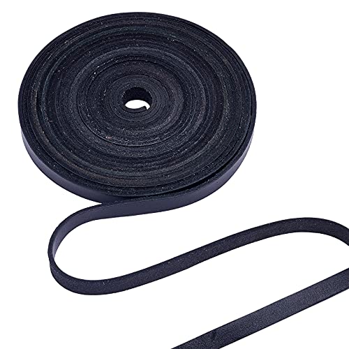 GORGECRAFT 10mm Schwarz Flache Lederschnur Lederschnur Vollkornschnur Spitze Rindsleder Streifen Für Schmuckherstellung DIY Bastelprojekte Gürtel Schlüsselanhänger 5.5 Yards von GORGECRAFT