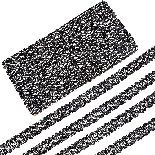 GORGECRAFT 12 Yards 16mm Metallic-Silber-Spitzenbesatz Spirale Schwarzes Spitzenband Gewelltes Stickerei-Kantenschneiderband Zum Nähen Basteln Vorhang Kleidungs Weihnachtsdekoration Geschenkverpackung von GORGECRAFT