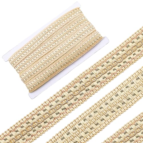 GORGECRAFT 12m Gimp-Geflechtbesatz 2.6cm Breit Polyester Gewebt Polsterung Grundbesatz Dekorativer Fransen Spitzenband Zum Nähen Basteln Kostüm Heimwerken Zuhause Vorhang-Dekoration Helles Khaki von GORGECRAFT