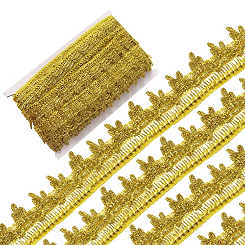 GORGECRAFT 14.2Yd 35mm Gold Perlen Spitzenbesatz Pailletten Stoffband Glitzer Mesh Dekorative Hochzeit Flat Bling Paillette Nähen Bestickte Spitze Tüllapplikation Für Kleidung Vorhang Latin von GORGECRAFT