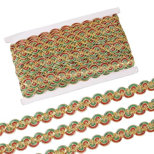 GORGECRAFT 15 Yards Gold-Spitzenbesatz Gimp-Zopf Scroll-Zopfbesatz Weihnachtliches Tausendfüßler-Band Metallische Kantenbesätze Für Hochzeit Brautkostüm Oder Schmuck Basteln Nähen von GORGECRAFT