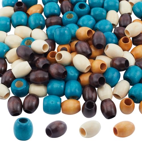 GORGECRAFT 160Stk 4 Farben 7~7.5mm Großes Loch Holzperlen In Fassform 14mm/17mm Bunte Holz Abstandsperlen Farbige Lose Perlen Für Makramee Armbänder Schmuckherstellung DIY Bastelarbeiten Weihnachten von GORGECRAFT