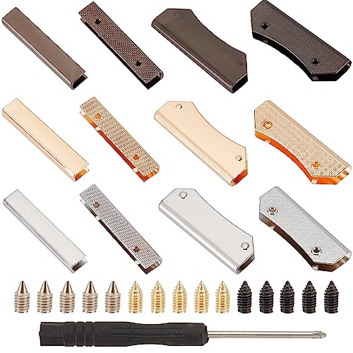 GORGECRAFT 18 Sets 3 Farben 2 Stile Gürtelschnallen-Endspitzen Tasche Dekorative Schnallen Mit Schraube Metallband-Endkappen Reißverschluss Gurtband-Clip Für Geldbörse Handtaschen-Abdeckung Dekor von GORGECRAFT