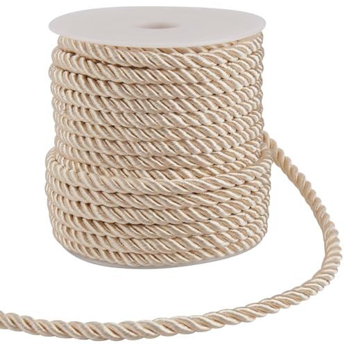 GORGECRAFT 18m Dekorative Zwirbelkordel 6mm Polyester-Zwirn Geflochtene Kordel Faden Band Für Heimdekoration Vorhang Raffhalter Polsterung Ehrenkordel Nähen Basteln Beige von GORGECRAFT