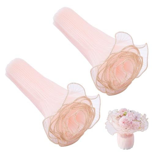 GORGECRAFT 2 Beutel 9 Yards Rosa Organza-Blumenverpackungsnetzpapier 27~30cm zerknittertes Gewelltes Netzgewebegarn Verpackungspapier Für Frische Blumensträuße Für Hochzeit Valentinstag Muttertag von GORGECRAFT