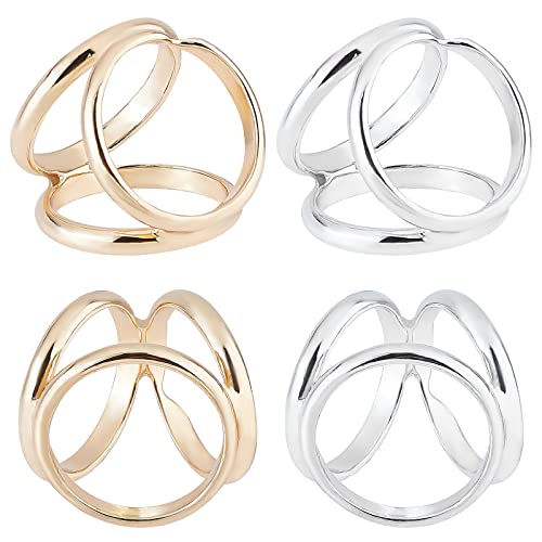 GORGECRAFT 2 Farben 4 St Triple Ring Schal Clip Schnallenverschluss Halter Zinklegierung Kleidung Schmuck Accessoires Broschen Für Hochzeit Party Kleidung T-Shirt Halstuch Schal Damenmode Dekoration von GORGECRAFT