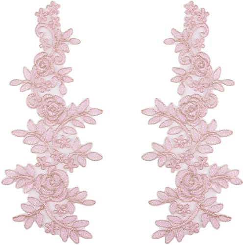 GORGECRAFT 2 Paar 3D Bestickte Blumen Aufnäher Zum Aufnähen Motivstickerei Spitzenflicken Applikationen Hochzeitskleid Kopfschmuck Der Braut Schmuckflicken Für Kleidung Nähen Basteln Jeans Rosa von GORGECRAFT