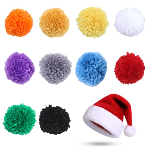 GORGECRAFT 20 Stück Garn Pompons In 10 Farben 4.6cm Groß Mehrfarbig Runde Pompom Bälle Aus Wolle Mit Schwänzen Für Mützen Schals Ohrringe DIY Kreative Kunsthandwerksprojekte Partys Heim Und von GORGECRAFT