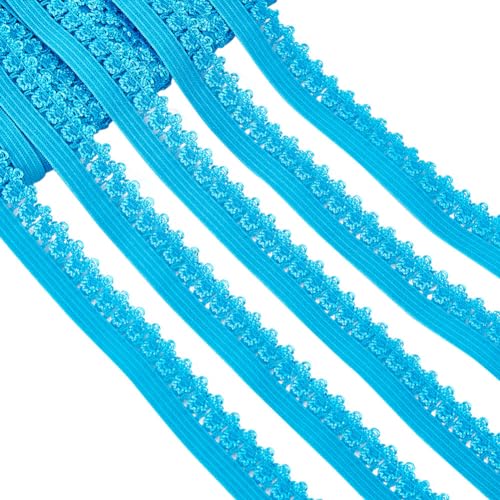 GORGECRAFT 20 Yard Elastischer Spitzenbesatz 13mm Breit Stretchkante Dessous-Einfassung Besatz Gurtband Gehäkelte Spitzenkordel Band Zum Nähen Basteln Verzierungen von Kleidungsstücken Königsblau von GORGECRAFT