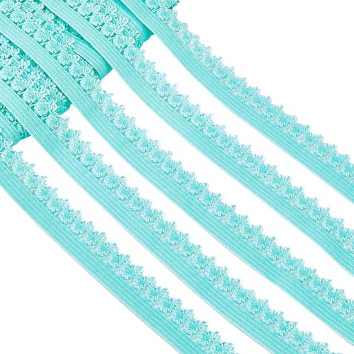 GORGECRAFT 20 Yard Rüschenkante Dehnbar 13mm Breiter Rand Elastisches Spitzenbesatz-Gurtband Für Dessous Gehäkelte Spitzenschnur Band Zum Selbermachen Nähen Basteln Verzierungen Mittlerer Aquamarin von GORGECRAFT