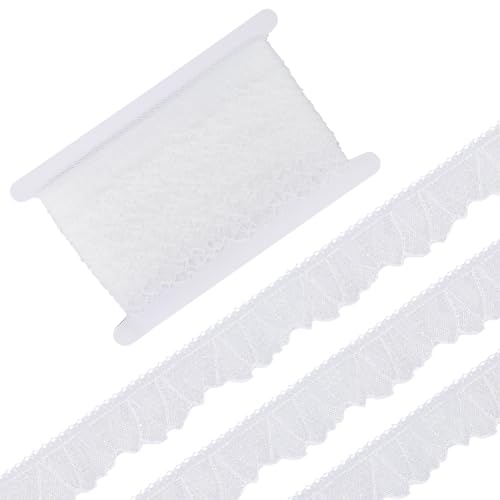 GORGECRAFT 20 Yards Dehnbare Spitzenborte 3.5cm Breit Elastisches Spitzenband Netztüll Geraffte Kante Fransenbesatz Für Heimwerker Nähen Kleidungs Hochzeitsdekoration Geschenkverpackungen Schwarz von GORGECRAFT