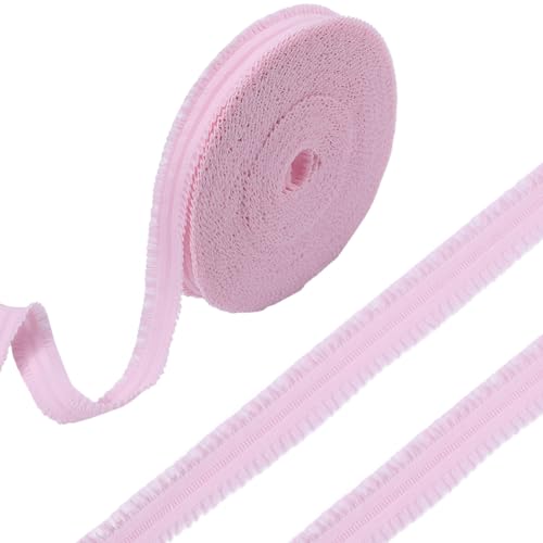 GORGECRAFT 20 Yards Doppelte Rüschen-Spitzenborte 22mm Breit Gerüscht Plissiert Elastischer Stoff Dehnbarer Kantenbesatz Gerafftes Spitzenband Für Heimwerker Nähen Kleider Stirnband Kleidung Rosa von GORGECRAFT