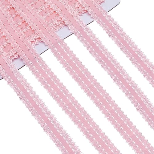 GORGECRAFT 20 m 20 mm Elastische Kantenbesatz Dehnbare Spitzenborte Gurtband Gehäkelte Spitzenkordel Band Zum Selbermachen Nähen Basteln Kleidungsverzierungen Geschenkverpackungen Rosa von GORGECRAFT