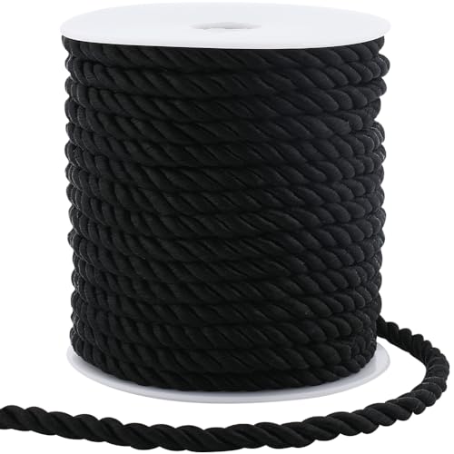 GORGECRAFT 20 m x 5 mm Twisting Cord Trim Polyester Twist Rope Silk Twine Decorative Braided Cording Thread String Ribbon for Home Decor Curtain Tieback Polstern Honor Cord Sewing Crafting Black von GORGECRAFT