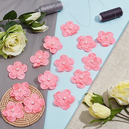 GORGECRAFT 20St Hot Pink Stickerei Blumen Patches Zum Aufnähen 3D 2 Schichten 5 Blütenblätter Spitzenblume Mit Spitze Bestickte Applikationen Für Hochzeit Brautkleid Verschönerung Nähhandwerk von GORGECRAFT