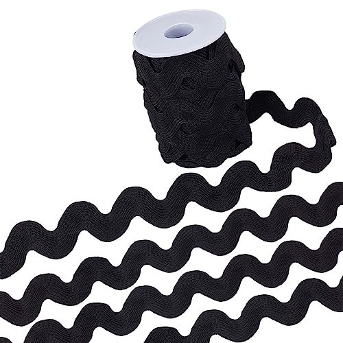 GORGECRAFT 20mm RIC-Rac-Band 10 Yards Schwarze Welle Zum Nähen Biegen Fransenbesatz Gewebter Geflochtener Stoff Spitze Für DIY-Handwerk Kleidung Kleid Verzierung Blumen Geschenkverpackung Hochzeit von GORGECRAFT