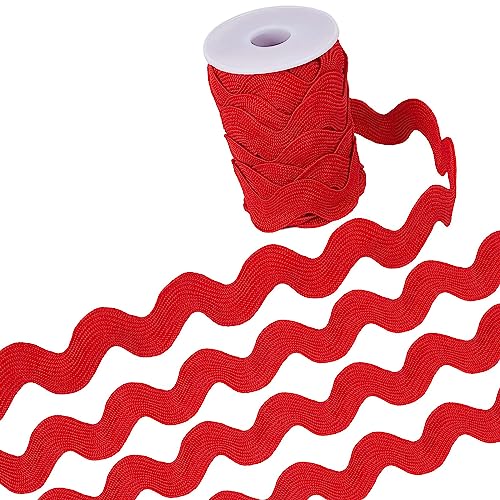 GORGECRAFT 20mm Roter Wellen-Fransenbesatz 10 Yards Rick Rack-Besatz Band Gewebter Geflochtener Stoff Spitze DIY Nähen Basteln Hochzeitskleid Kostüme Verzierung Geschenkverpackung Party-Dekoration von GORGECRAFT