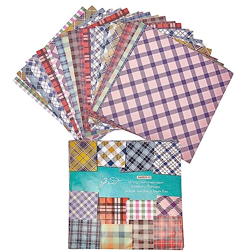 GORGECRAFT 24 Stück 12 Stile Scrapbook-Papierblock 30x30cm Buntes Karomuster Papierpackung Tartan-Hintergrund Dekoratives Bastelpapier Karton Für DIY-Kartenherstellung Scrapbooking Geschenkverpackung von GORGECRAFT