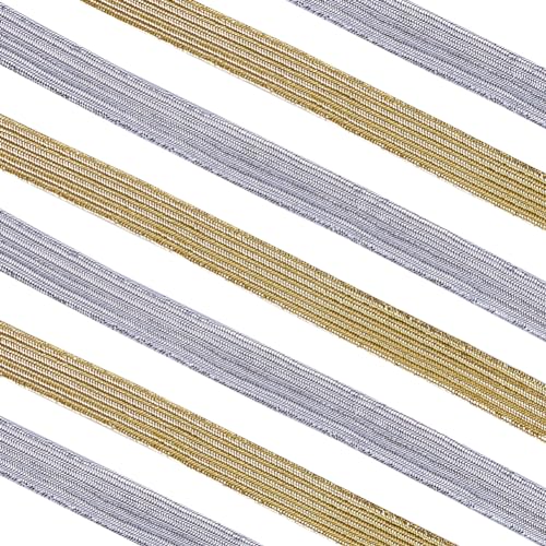 GORGECRAFT 24 Yard 2 Farben Elastisches Band 8mm Glitzer-Metallic-Band Flaches Elastisches Band Geflochtenes Stretchband Elastizität Gestricktes Gummiband Gurtband Bekleidungszubehör Bastelarbeiten von GORGECRAFT