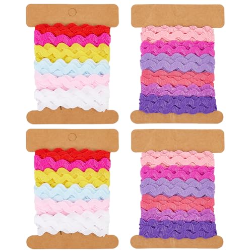 GORGECRAFT 24 Yards 2 Stile RIC Rac Bandbesatz 7.5mm Wellenband Biegefransenbesatz Gewebter Geflochtener Stoff Nähspitze Für Heimwerker Nähen Kleidung Kleiderverzierung Geschenkverpackung Party von GORGECRAFT