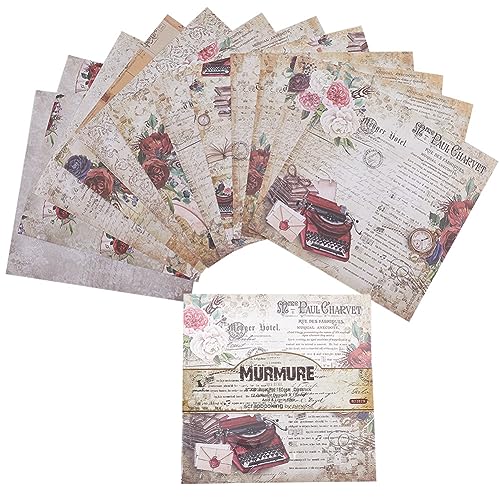 GORGECRAFT 24Stk Vintage-Rosenmuster-Papier 20x20cm Dekoratives Bastelpapier 12 Stile Altes Blumen-Scrapbook-Papier Block-Hintergrund Karton Kartenherstellung Scrapbooking Tagebücher Fotoalbum-Dekor von GORGECRAFT