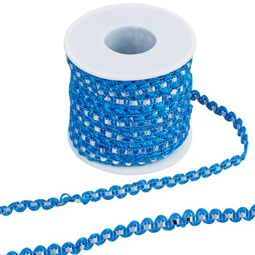 GORGECRAFT 25m Langes RIC-Rac-Besatzband 8mm Gewellt Zum Nähen Biegen Fransenbesatz Metallisches Garn Spitzenbänder Marineblau Wickelstoff Elastisches Band Zick-Zack-Bastelarbeiten Nähen Blumenmachen von GORGECRAFT