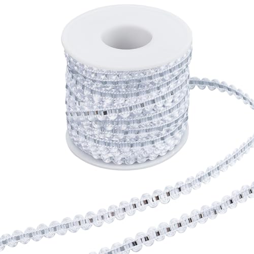 GORGECRAFT 25m Langes RIC-Rac-Besatzband 8mm Gewellt Zum Nähen Biegen Fransenbesatz Metallisches Garn Spitzenbänder Weiß Wickelstoff Elastisches Band Spitze Zick-Zack-Bastelar Für Kleidung Nähen von GORGECRAFT