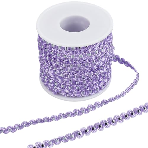 GORGECRAFT 25m Langes RIC-Rac-Besatzband 8mm Wellenförmig Zum Nähen Biegen Fransenbesatz Metallisches Garn Spitzenbänder Lila Wickelstoff Elastisches Band Für Kleidung Nähen Blumenherstellung Party von GORGECRAFT