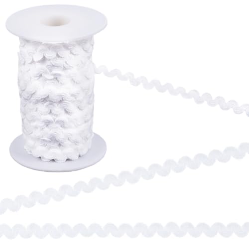 GORGECRAFT 25m Weißes Zickzack-Nylon-Spitzenband In S-Form Gewellte Fransenbesatz 10mm Breit Gewebtes Geflochtenes Stoffband Für Heimwerker Näharbeiten Hochzeitskleider Kleidung Geschenkverpackungen von GORGECRAFT