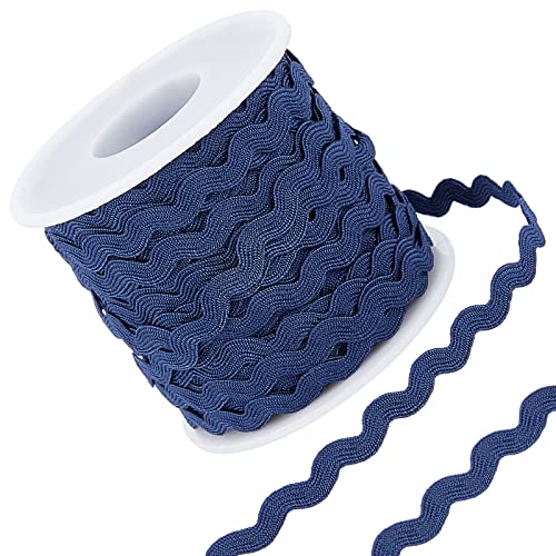 GORGECRAFT 27 Yard/25 m Rick Rack Trim Ribbon Dark Blue Wave Nähen Biegen Fransen Trim 5 mm/0.2 Zoll Für DIY Nähhandwerk Hochzeit Brautkleid Verschönerung Party Dekoration Geschenkverpackung Zubehör von GORGECRAFT