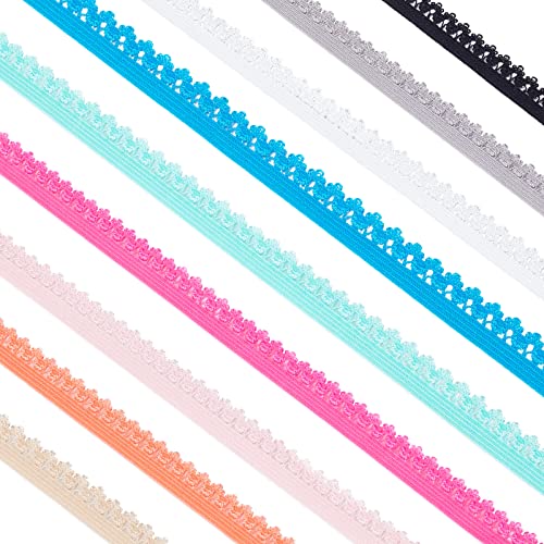 GORGECRAFT 27 Yard Spandex Spitzenband Rüschen Elastische Stirnbänder Unterwäsche Elastischer Rand Stretch Farbige Elastische Spitzenborte Zum Nähen von Haargummi Dessous 9 Farben von GORGECRAFT