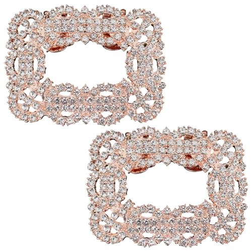 GORGECRAFT 2Stk Strass-Schuhclips Für Hochzeiten Abnehmbarer Schuhschnallenclip 55 x 41mm Elegante Kristall-Schuhdekoration Schuhe Schmuckdekoration Für Flache Absätze Hüte Kleider Clutches Roségold von GORGECRAFT