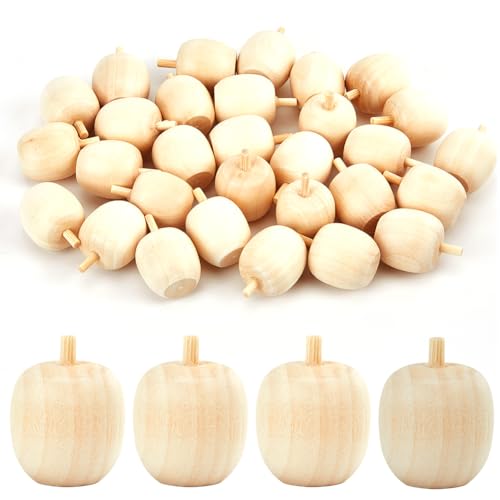 GORGECRAFT 30 Stück Unlackiertes Holz Apfel Graffiti Künstliche Holzobstfiguren Dekoratives Blankes Holz Unlackiertes Ornament DIY Malerei Basteln Für Weihnachtsbaum Dekor Puppen Feen Kunstprojekte von GORGECRAFT