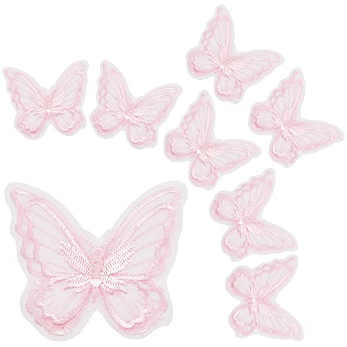 GORGECRAFT 30Stk Schmetterling Spitze Trim Double Layers Organza Rosa Schmetterling Spitze Stoff Nähen Stickerei Applique Patches für DIY Handwerk Hochzeit Braut Haar Zubehör Kleid Vorhang von GORGECRAFT