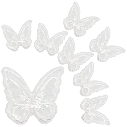 GORGECRAFT 30PCS Butterfly Lace Trim Double Layers Organza White Butterfly Lace Fabric Sewing Embroidery Applique Patches for DIY Craft Wedding Bride Hair Accessories Dress Curtain von GORGECRAFT