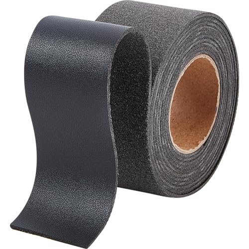 GORGECRAFT 37.5 mm X 2 m Schwarze Lederriemen Flaches Kunstlederband 1.7 mm Dick Einseitig Litschi-Maserung Kunstlederstreifen Für Heimwerker Gürtel Armbänder Schmuckverpackungen Griffe Herstellung von GORGECRAFT