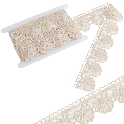 GORGECRAFT 4,5 m Peachpuff Venice Spitzenborte gewellte Stickerei Spitzenband Nähen Stickerei Häkelblume Jakobsmuschel Rand Spitzenband Rolle für Handwerk Braut Hochzeit Dekoration Blumenstrauß von GORGECRAFT