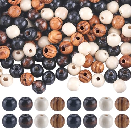 GORGECRAFT 400 Stück 4 Farben Unlackierte Holzperlen 12mm Natürlicher Holz Abstandshalter Lose Kugel Brauner Ton Runde Holzperle Großpackung Mit 3mm Loch Perle Für DIY Perlenarbeiten Basteln von GORGECRAFT