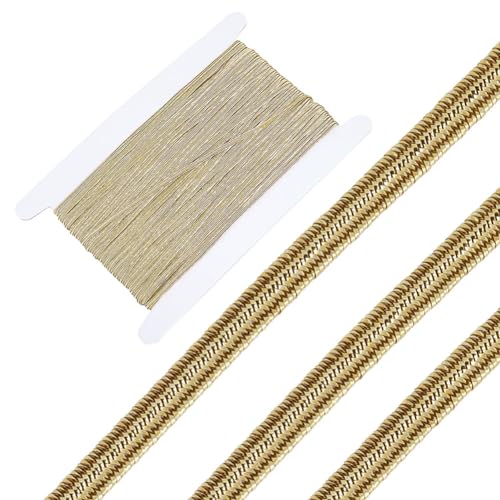 GORGECRAFT 48 Yards Metallisches Gummiband Flach Geflochtenes Nylon Stretchband Strickriemen Kordeln Zum Nähen Basteln Schleifenmachen Kleidungszubehör Nähen Geschenkverpackung Dunkelkhaki von GORGECRAFT