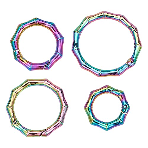 GORGECRAFT 4Stk 1.5" 1.25" 1" 0.74" Regenbogen-Metall-O-Ring Frühlingsbambus-Öffnungsring Torringe Bunte Zinklegierung O-Ring-Karabiner-Schlüsselanhänger Rundem Clip-Verschluss Schnalle Geldbörse von GORGECRAFT