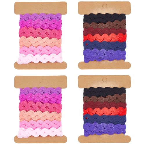 GORGECRAFT 4Stk Buntes Wellenband Zum Nähen von Zackenlitzen Polyester Gemischte Farben Gebogene Fransenbesatz Gewebte Geflochtene Stoffspitzenbänder Für Heimwerker Kleidung Geschenke Dekoration 5mm von GORGECRAFT