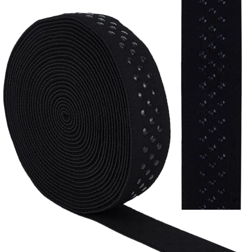 GORGECRAFT 5 Yards 30mm Breites Gepunktetes Elastisches Greifband Aus Silikon Schwarz Rutschfestes Gummiband Flaches Stretchband Gürtel Für Kleidungsstücke Heimwerker Nähen Basteln Unterwäsche Zubehör von GORGECRAFT