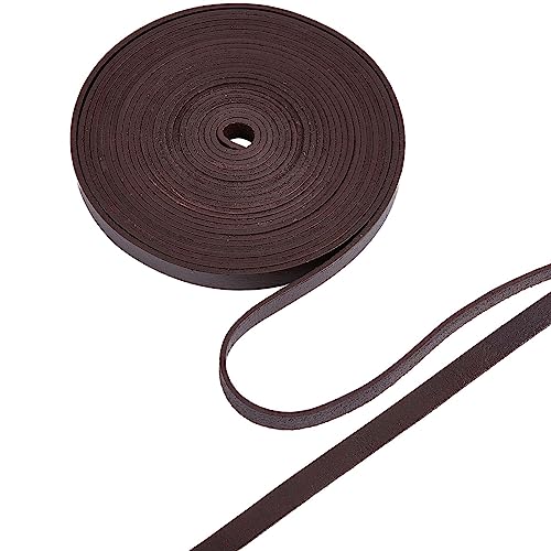 GORGECRAFT 5 m 10 mm Flaches Echtlederband 2 mm Dick Rindslederband Kokosbraune Lederstreifen Flechtfaden Seil Für Armbänder Schmuckherstellung Gürtel Stiefel Spitze Haustierhalsbänder DIY-Handwerk von GORGECRAFT