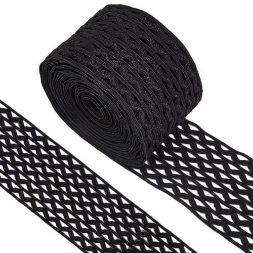 GORGECRAFT 5 m 6cm Breite Schwarze Gewellte Elastische Kordel Gestreiftes Gummiband Zackenlitzen Bund Flaches Dehnbares Gurtband Näh Und Strickband Besatzband Für Heimwerker Stirnbänder Taschen von GORGECRAFT