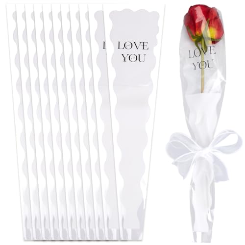 GORGECRAFT 50 Stück Verpackungsbeutel Für Einzelne Rosen Großpackung Weißer Kunststoff Blumen Rosen Nelken Blumenstrauß Ärmelbeutel Geschenkpapier Für Muttertag Valentinstag Hochzeit Geburtstagsfeier von GORGECRAFT